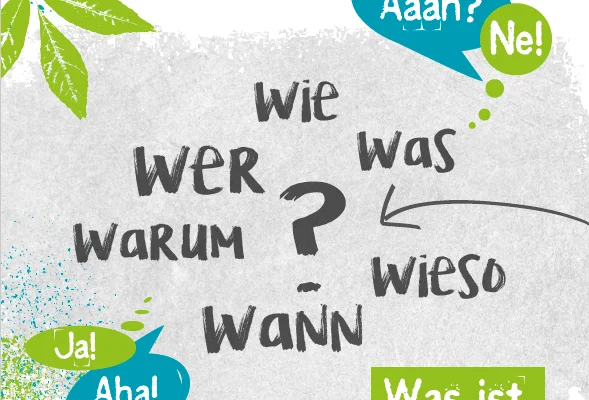 Cover des Readers "Was ist Lobbyarbeit?": In der Mitte stehen die Schlagworte "Wie, was, wer, warum, wann, wieso". Links und rechts in den Ecken sind Sprechblasen mit "Ja! Aha!" und "Ääh? Ne" zu sehen. Oben rechts ist das Logo des youpaN angebracht.